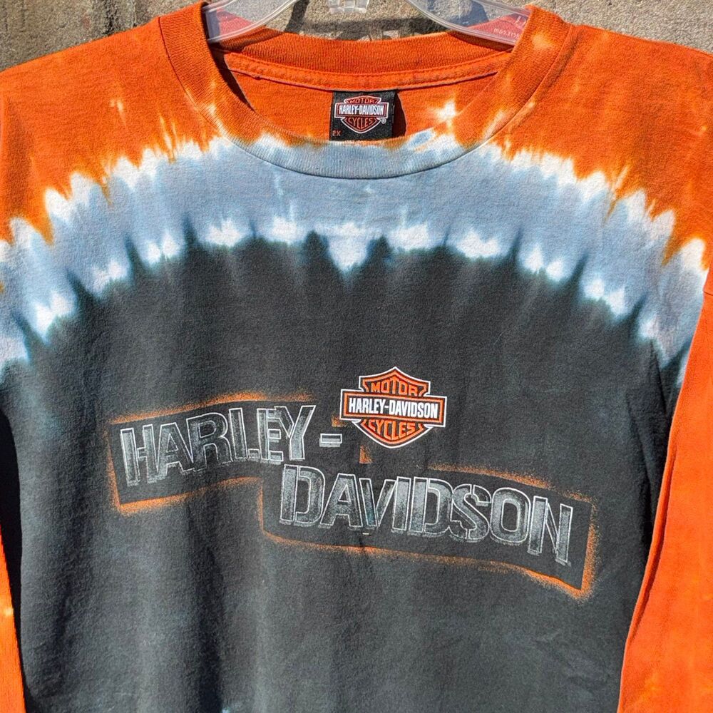 Vintage Harley Davidson Shirt XXL Tie Dye Long Sleeve 2003 USA Motorcycle Flame - Picture 3 of 6
